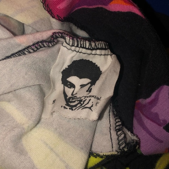 Vintage 1980 Betsey Johnson Punk Head Label Black Floral Bodycon stretch Dress S - Picture 2 of 4